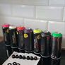 Montana Black fluorescent spray paint cans with assorted caps Image 3