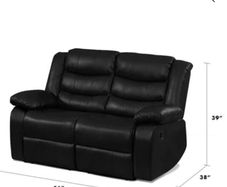Black 2 Seater Recliner