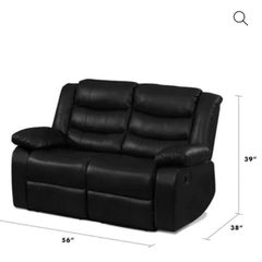 Black 2 Seater Recliner