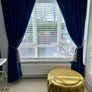 velvet navy curtains in mint conduction with lining. Image 2