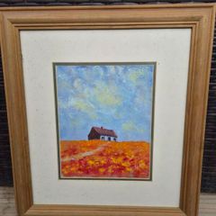 Original Signed Irish Cottage Oil Painting On Board Framed 43 x 48 cm