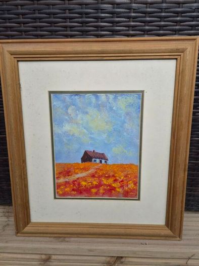 Original Signed Irish Cottage Oil Painting On Board Framed 43 x 48 cm