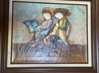 Vintage j roybal oil painting 1970's musicians