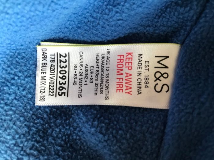 Boys snow suit age 12-18 months