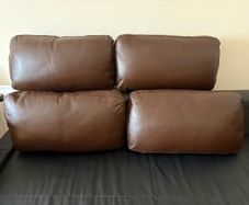 x4 Brown leather cushions 30x55cm