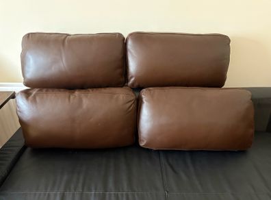 x4 Brown leather cushions 30x55cm