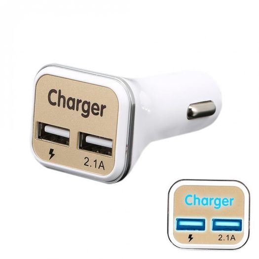 Universal Dual USB Car Charger 5V 2.1A Adaptive Fast Charger with LED
