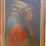 Antique  (American, 1886-1953) Portrait of an Indian Chief Oil on Canvas  28 x 21 inches Image 6