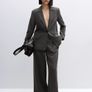 Dark Grey Pinstripe Blazer. New Image 3