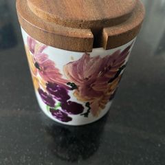 Pretty vintage Irish hand  painted ceramic lidded pot