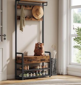 Coat Stand with Shoe Bench and two drawers