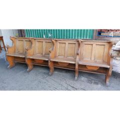 Four Seater Oak Pew  Folding Seats  4 KAS449