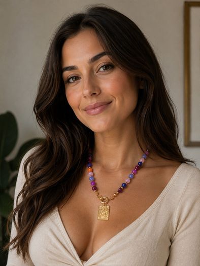 Natural stone beaded necklace