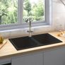 Kitchen Sink Black 76 x 48 x 30 cm Quartz and Resin Image 3