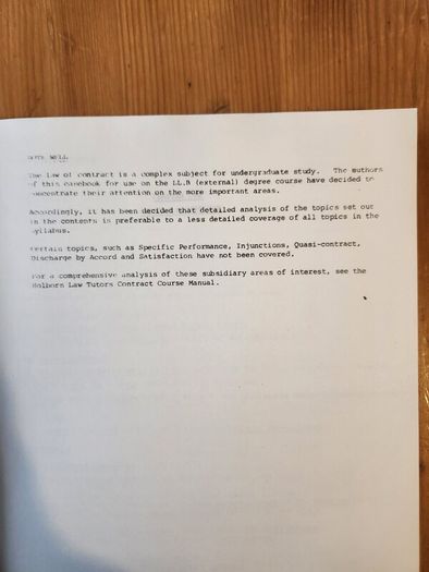 Law Books X 2. Llb Elements Of The Law Of Contract Casebook. Suitable For Law Students Studying For An Llb Elements Of The Law. 2 X First Edition Large Volume Paperback Books In Good Condition.