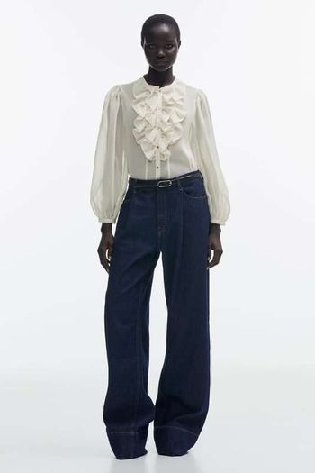 Zara Semi-Sheer Shirt With Ruffles