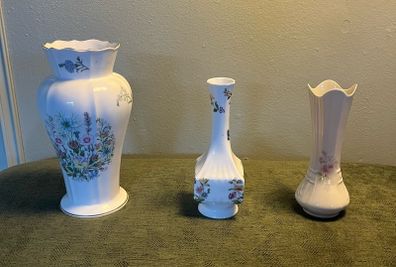 Anysley and Belleek Vases