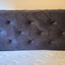 King size ottoman storage bed with navy velvet headboard Image 3