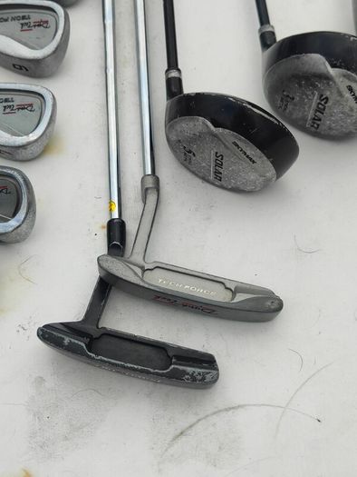 golf clubs trolley and bag