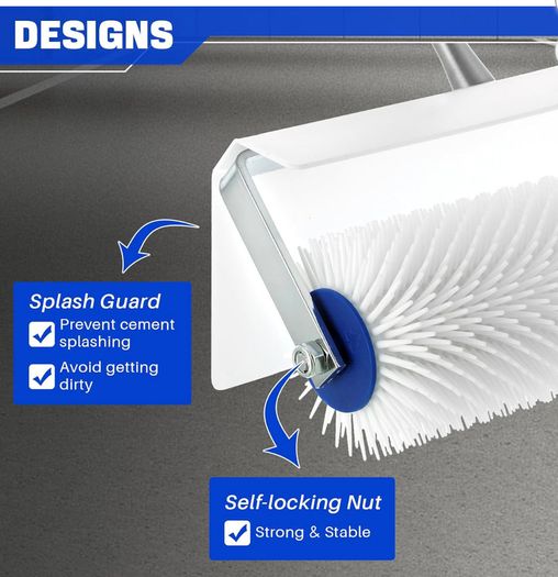 DASBET Spiked Screeding Compound Roller 10" x 1" Spike Roller Floor Compound Roller Spiked Aeration Roller Latex Floor Self Leveling Roller
