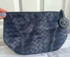 Blue Bottega Veneta Intrecciolusion Nylon Cosmetic Bag