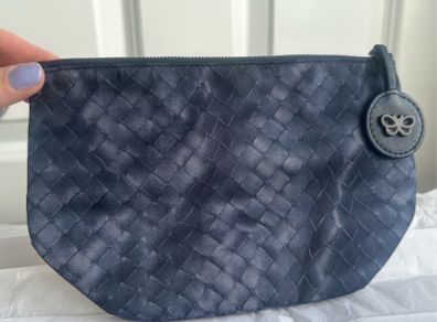 Blue Bottega Veneta Intrecciolusion Nylon Cosmetic Bag
