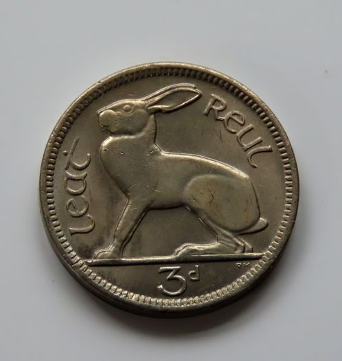 1966 Irish Hare 3d BUNC coin 60 years old