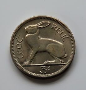 1966 Irish Hare 3d BUNC coin 60 years old