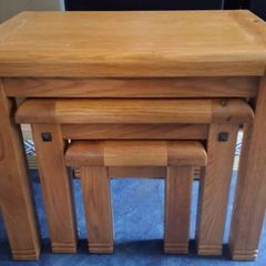 Dunloe Solid Oak Nest of 3 Tables
