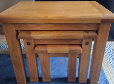 Dunloe Solid Oak Nest of 3 Tables