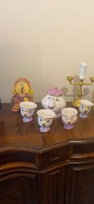 Beauty and the beast tea set 7xcups 1xteapot 1xclock 2xcandlesticks