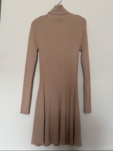 Zara beige ribbed knit turtleneck dress