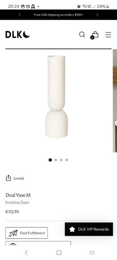 Fabulous Ceramic and Wood "TWO" Vase by the Danish Design Company Kristina Dam Studio, Copenhagen, Excellent Condition, Monochromatic Scandi Minimalism at its Best