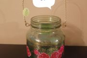 Green flower t light holder