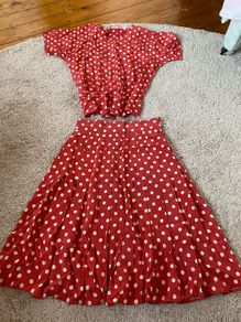 Vintage-Stunning silk coral and cream skirt and top 'Ramsay of Dublin'