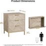 3 Drawer Bedside Table, Wooden Cabinet with Metal Legs, Modern Storage Chest for Bedroom Living Room Office, Oak Finish Image 2