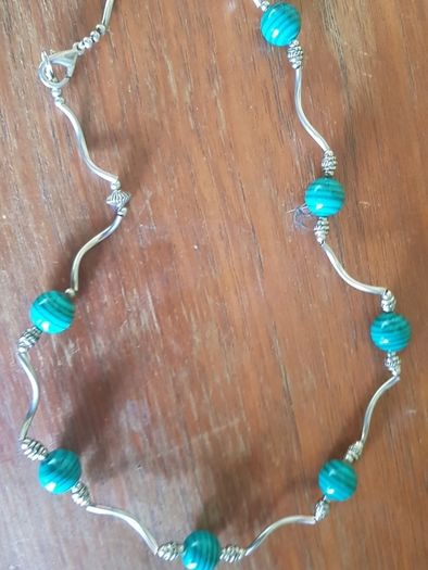 Stunning Sterling Silver and Malachite Set of 4