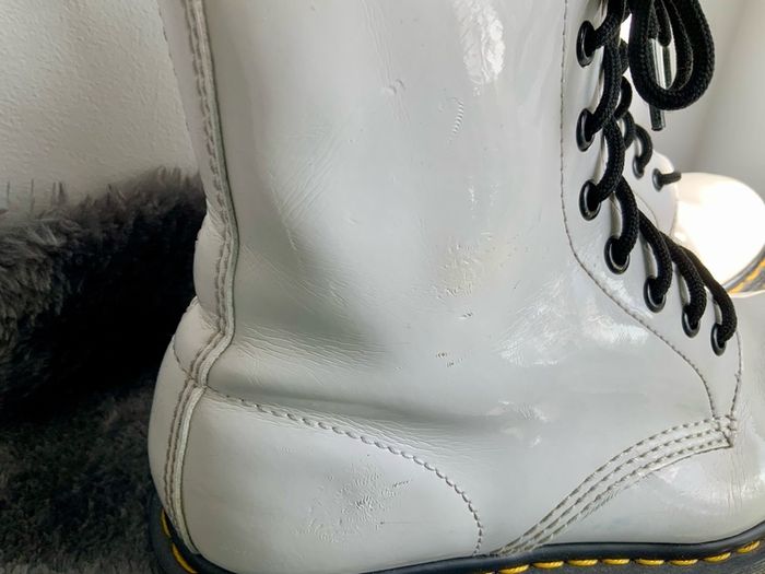 Dr Martens / Docs White Patent Leather Boots 1460