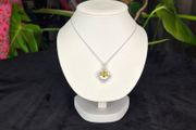 Sterling Silver Yellow Canary Cubic Zirconia Cushion Cut Pendant Necklace 7.12g