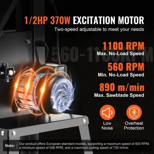 Band Saw with Stand Benchtop Bandsaw 24.5 cm 370W Two-Speed Adjustable