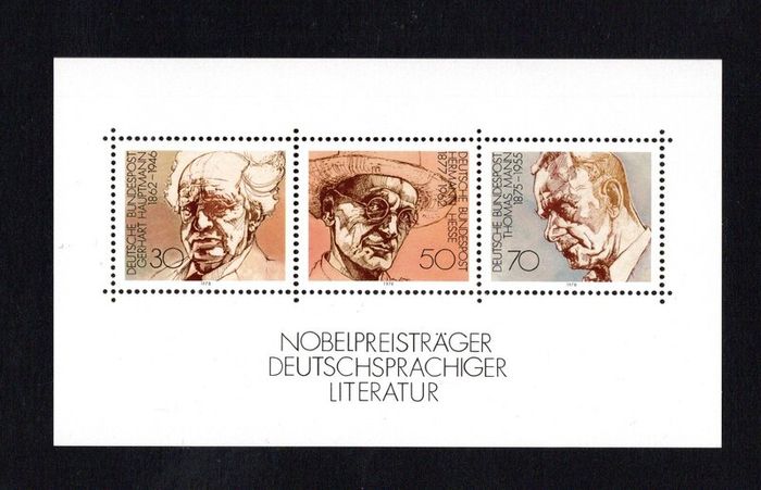 1978 Germany Nobel Prize Winners of Literature Commemorative Stamp Miniature Sheet Mint Never Hinged