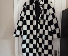 Checkered knee length Teddy bear coat size 14