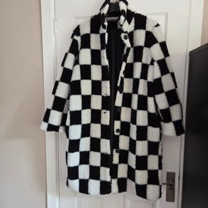Checkered knee length Teddy bear coat size 14