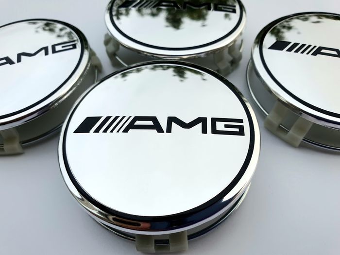 4x AMG SILVER Mercedes Benz 75mm Alloy Wheel Center Caps cap Hub Cover  E S C S CLK 75
