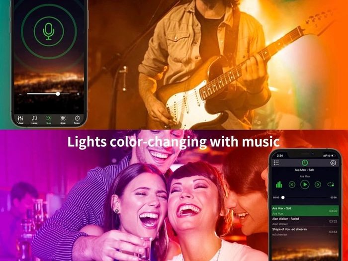 30m Led Strip Lights RGB Music Sync Color Changing, Led Lights with Smart App Control Remote, Led Lights for Bedroom Lighting Flexible Home Decoration