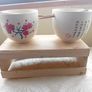Noodle Bowls Japanese Flower  Set of two noodle bowls boxed in a wooden crate with 2 pairs of chop sticks. These are a great idea for a new home or perhaps the kids setting our on their own. Attractive on the table giving a genuine oriental feel. Weight ( Image 3