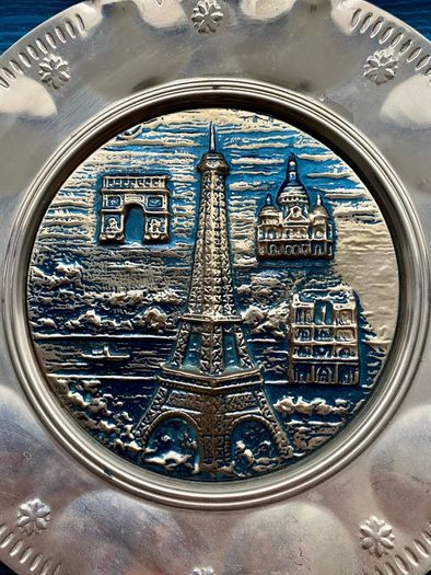 Vintage Brass Plate Paris Eifel Tower