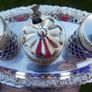 Vintage Silver Plate Salt and Pepper Shakers, Cobalt Blue Glass Liners Image 3