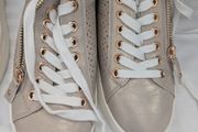 Footwear Taupe Runners with gold zip