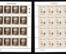 2003 Ireland Birth Centenaries of 50c Frank O'Connor & 57c ETS Walton Commemorative Stamps Sheetlet Plate 1B1B1B Mint Never Hinged (MNH)